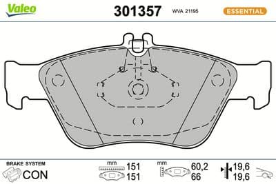Juego de balatas de freno VALEO 301357