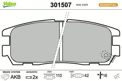 Juego de balatas de freno VALEO 301507