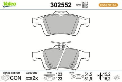 Juego de balatas de freno VALEO 302552