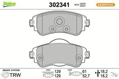 Juego de balatas de freno VALEO 302341