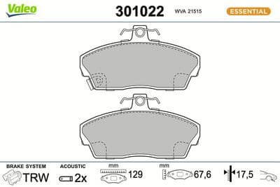 Juego de balatas de freno VALEO 301022