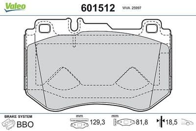 Juego de balatas de freno VALEO 601512