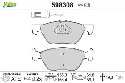 Juego de balatas de freno VALEO 598308