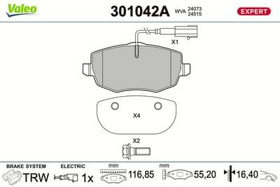 Juego de balatas de freno VALEO 301042A
