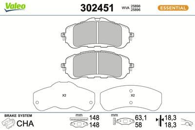 Juego de balatas de freno VALEO 302451