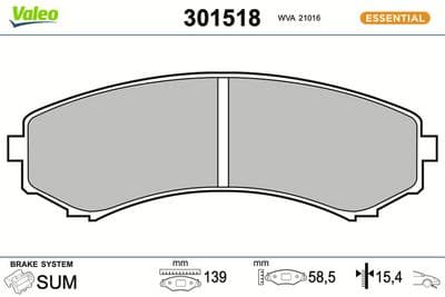 Juego de balatas de freno VALEO 301518