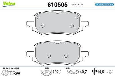 Juego de balatas de freno VALEO 610505