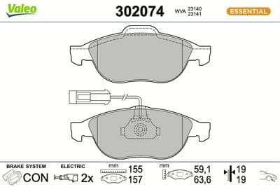 Juego de balatas de freno VALEO 302074
