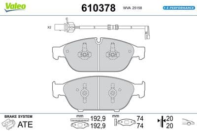 Juego de balatas de freno VALEO 610378