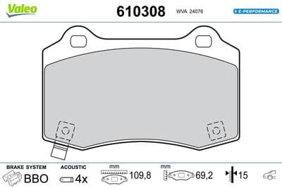Juego de balatas de freno VALEO 610308