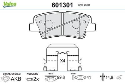 Juego de balatas de freno VALEO 601301