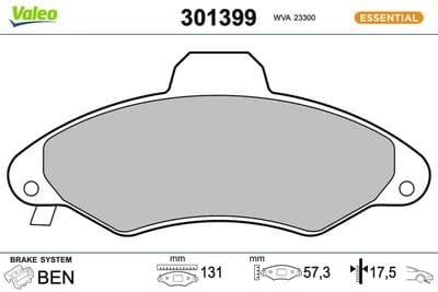 Juego de balatas de freno VALEO 301399