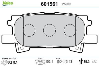 Juego de balatas de freno VALEO 601561