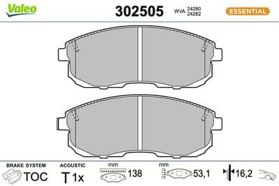 Juego de balatas de freno VALEO 302505