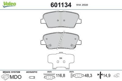 Juego de balatas de freno VALEO 601134