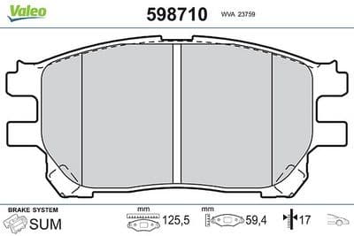 Juego de balatas de freno VALEO 598710
