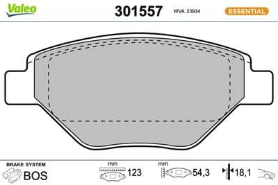Juego de balatas de freno VALEO 301557