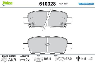 Juego de balatas de freno VALEO 610328