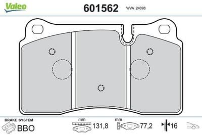 Juego de balatas de freno VALEO 601562