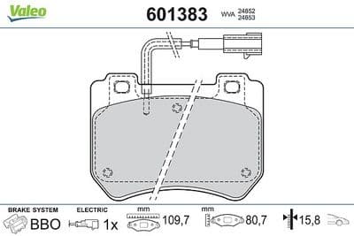 Juego de balatas de freno VALEO 601383