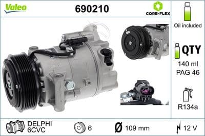 Compresor, aire acondicionado VALEO 690210
