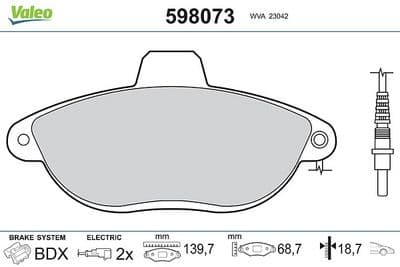 Juego de balatas de freno VALEO 598073
