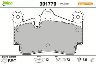 Juego de balatas de freno VALEO 301770