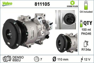 Compresor, aire acondicionado VALEO 811105