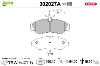Juego de balatas de freno VALEO 302027A