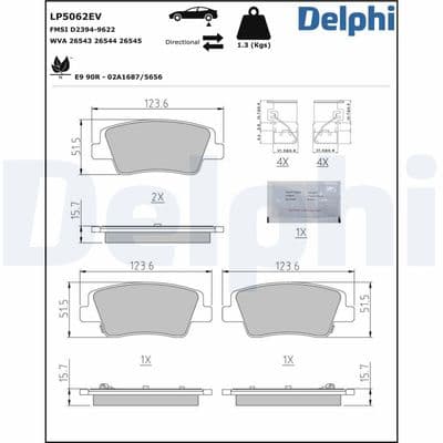 Juego de balatas de freno DELPHI LP5062EV