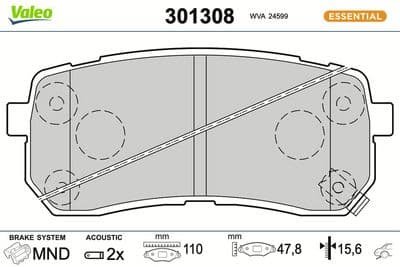Juego de balatas de freno VALEO 301308