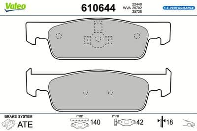 Juego de balatas de freno VALEO 610644