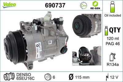 Compresor, aire acondicionado VALEO 690737