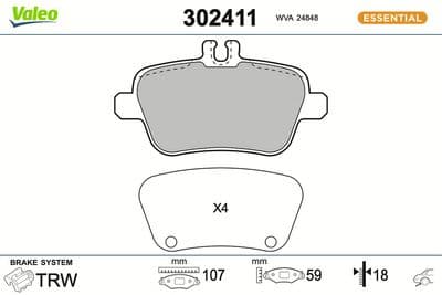 Juego de balatas de freno VALEO 302411