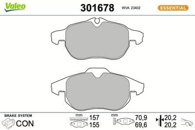 Juego de balatas de freno VALEO 301678