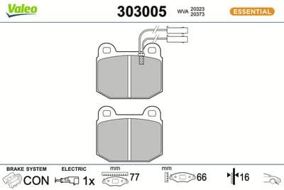 Juego de balatas de freno VALEO 303005