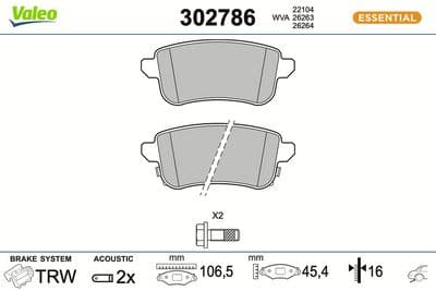 Juego de balatas de freno VALEO 302786