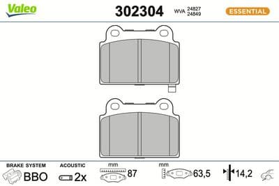 Juego de balatas de freno VALEO 302304