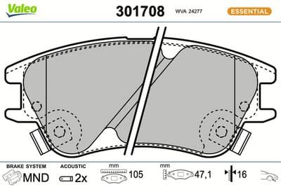 Juego de balatas de freno VALEO 301708