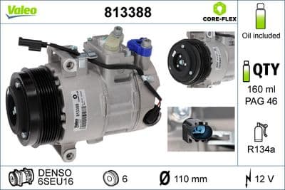 Compresor, aire acondicionado VALEO 813388