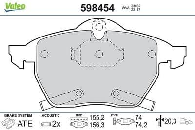 Juego de balatas de freno VALEO 598454