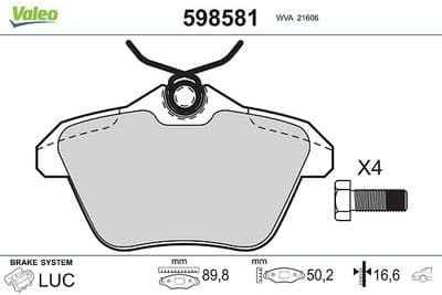 Juego de balatas de freno VALEO 598581