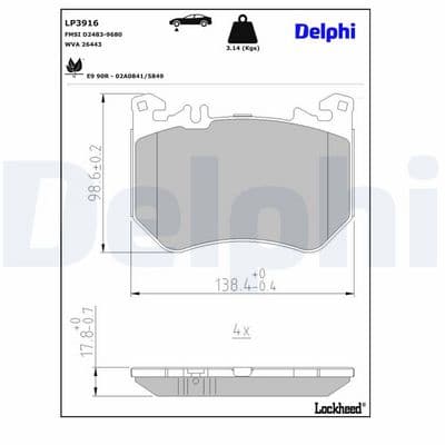 Juego de balatas de freno DELPHI LP3916
