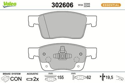 Juego de balatas de freno VALEO 302606