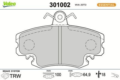 Juego de balatas de freno VALEO 301002