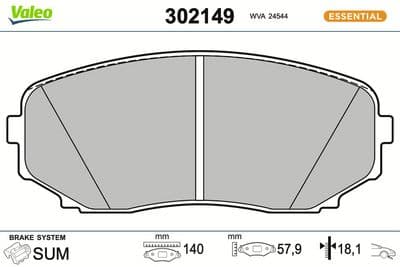 Juego de balatas de freno VALEO 302149