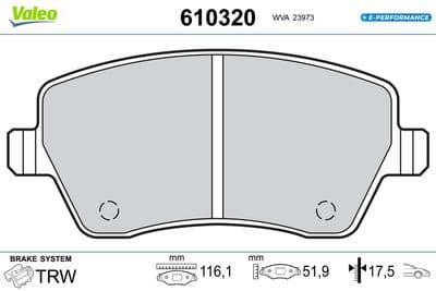 Juego de balatas de freno VALEO 610320