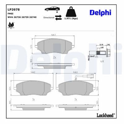 Juego de balatas de freno DELPHI LP3978