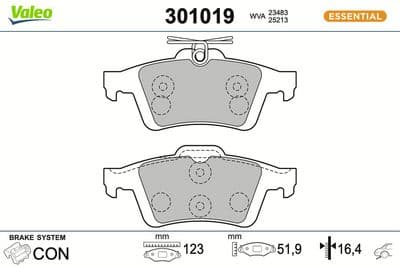 Juego de balatas de freno VALEO 301019