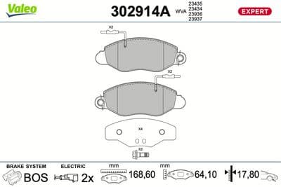 Juego de balatas de freno VALEO 302914A